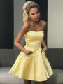 A-line Strapless Sleeveless Graceful Satin Short/Mini Homecoming Dress