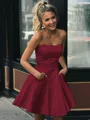 A-line Strapless Sleeveless Graceful Satin Short/Mini Homecoming Dress