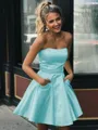 A-line Strapless Sleeveless Graceful Satin Short/Mini Homecoming Dress