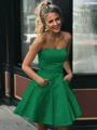 A-line Strapless Sleeveless Graceful Satin Short/Mini Homecoming Dress