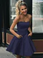 A-line Strapless Sleeveless Graceful Satin Short/Mini Homecoming Dress
