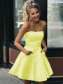 A-line Strapless Sleeveless Graceful Satin Short/Mini Homecoming Dress