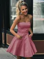A-line Strapless Sleeveless Graceful Satin Short/Mini Homecoming Dress