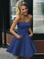 A-line Strapless Sleeveless Graceful Satin Short/Mini Homecoming Dress