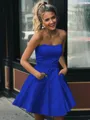A-line Strapless Sleeveless Graceful Satin Short/Mini Homecoming Dress