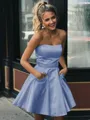 A-line Strapless Sleeveless Graceful Satin Short/Mini Homecoming Dress