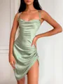 Sheath/Column Spaghetti Straps Sleeveless Sultry Charmeuse Short/Mini Homecoming Dress