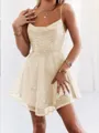 Radiant A-line Spaghetti Straps Sleeveless Sequins Short/Mini Homecoming Dress With Layers