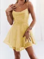 Radiant A-line Spaghetti Straps Sleeveless Sequins Short/Mini Homecoming Dress With Layers