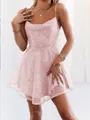 Radiant A-line Spaghetti Straps Sleeveless Sequins Short/Mini Homecoming Dress With Layers