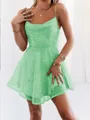 Radiant A-line Spaghetti Straps Sleeveless Sequins Short/Mini Homecoming Dress With Layers