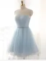 A-line Scoop Refined Sleeveless Tulle Short/Mini Homecoming Dress With Ruffles