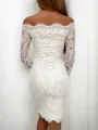 Sheath/Column Off-the-Shoulder Long Sleeves Stylish Lace Short/Mini Homecoming Dress With Beading