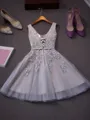 A-line Glam Straps Sleeveless Tulle Short/Mini Homecoming Dress With Ruffles