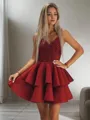 Exquisite A-line Spaghetti Straps Sleeveless Satin Short/Mini Homecoming Dress