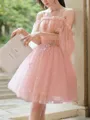 A-line Spaghetti Straps 1/2 Sleeves Tulle Perfect Short/Mini Homecoming Dress