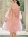 A-line Spaghetti Straps 1/2 Sleeves Tulle Perfect Short/Mini Homecoming Dress
