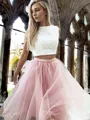 A-line Bateau Sleeveless Tulle Knee-Length Trendy Homecoming Dress