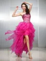 A-line Graceful Sweetheart Sleeveless Organza Asymmetrical Homecoming Dress With Beading
