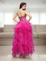 A-line Graceful Sweetheart Sleeveless Organza Asymmetrical Homecoming Dress With Beading