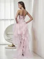 A-line Strapless Sleeveless Organza Asymmetrical Elegant Homecoming Dress With Ruffles