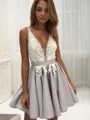 Fashion A-line V-Neck Sleeveless Satin Short/Mini Homecoming Dress