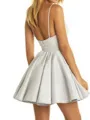 Fashion A-line V-Neck Sleeveless Satin Short/Mini Homecoming Dress