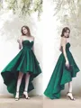 A-line Sweetheart Sleeveless Dazzling Satin Asymmetrical Homecoming Dress With Beading