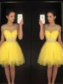 A-line Simple Scoop Sleeveless Tulle Short/Mini Homecoming Dress