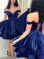 A-line Off-the-Shoulder Sleeveless Satin Beautiful Short/Mini Homecoming Dress