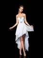 A-line Stunning Sweetheart Sleeveless Chiffon Asymmetrical Homecoming Dress With Applique