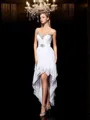 A-line Stunning Sweetheart Sleeveless Chiffon Asymmetrical Homecoming Dress With Applique