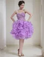 Unique A-line Sweetheart Sleeveless Organza Short/Mini Homecoming Dress With Ruffles