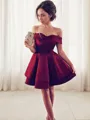 Chic A-line Off-the-Shoulder Sleeveless Satin Short/Mini Homecoming Dress With Ruffles