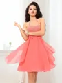 A-line Halter Sleeveless Chiffon Short/Mini Homecoming Dress With Beading