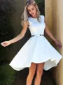 A-line Perfect Scoop Sleeveless Satin Short/Mini Homecoming Dress