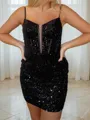 Perfect Sheath/Column Spaghetti Straps Corset Short/Mini Homecoming Dress