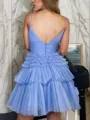 A-line Spaghetti Straps Aristocratic Tulle Short/Mini Homecoming Dress With Ruffles