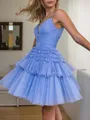 A-line Spaghetti Straps Aristocratic Tulle Short/Mini Homecoming Dress With Ruffles