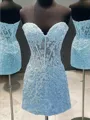 A-line Sweetheart Exquisite Lace Corset Short/Mini Homecoming Dress With Applique