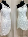 Sheath/Column One-Shoulder Stunning Lace Short/Mini Homecoming Dress With Applique
