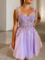 A-line Sweetheart Breathtaking Tulle Short/Mini Homecoming Dress With Applique