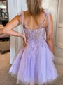 A-line Sweetheart Breathtaking Tulle Short/Mini Homecoming Dress With Applique