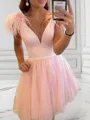 Stunning A-line V-neck Short/Mini Homecoming Dress With Ruffles
