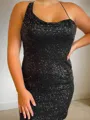 Unforgettable Sheath/Column Halter Short/Mini Homecoming Dress