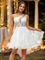 A-line Scoop Timeless Sleeveless Short/Mini Tulle Homecoming Dresses