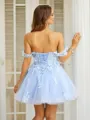A-line Off-the-Shoulder Balanced Sleeveless Short/Mini Tulle Homecoming Dresses
