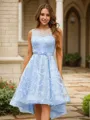A-line Scoop Elegant Sleeveless Asymmetrical Lace Homecoming Dresses