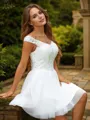 A-line V-Neck Beautiful Sleeveless Short/Mini Tulle Homecoming Dresses