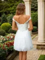 A-line V-Neck Beautiful Sleeveless Short/Mini Tulle Homecoming Dresses